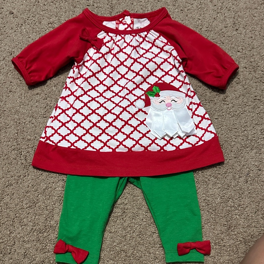 Festive Christmas Santa Red and Green Kids Matching Set